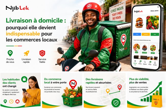 Livraison à domicile pour commerces locaux | Njiblek