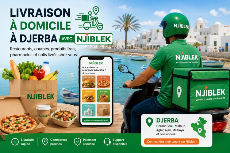 Livraison à domicile à Djerba avec Njiblek | Restaurants, courses et pharmacie