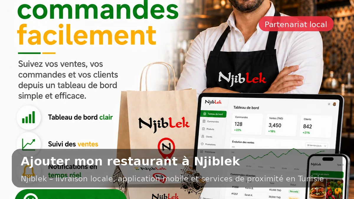 Restaurant partenaire Njiblek | Recevoir plus de commandes locales - service local Njiblek