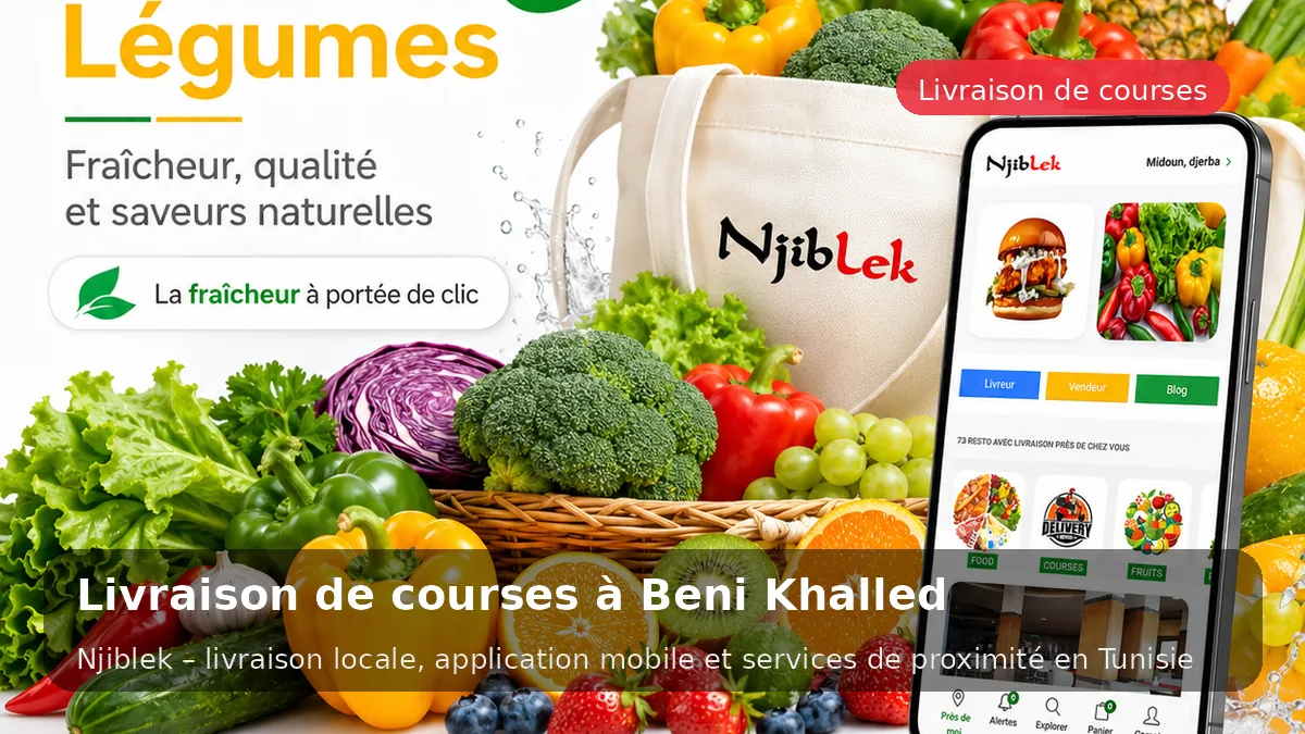 Courses du marché à Beni Khalled avec Njiblek - service local Njiblek