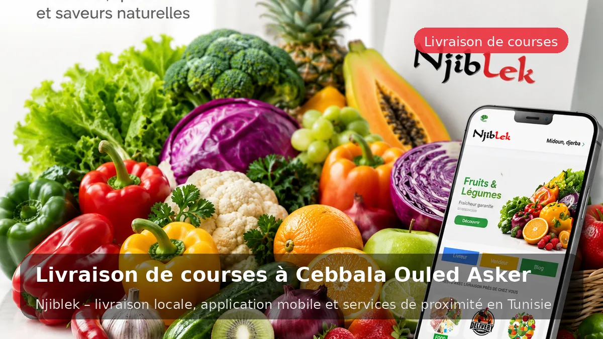 Courses du marché à Cebbala Ouled Asker avec Njiblek - service local Njiblek