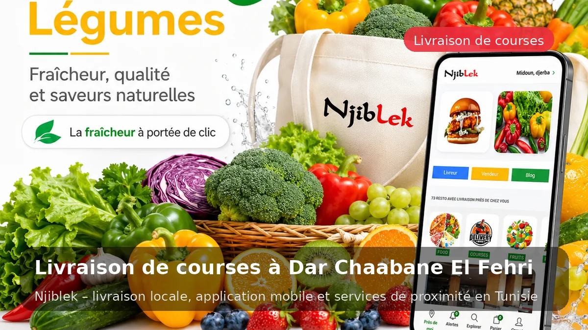 Courses du marché à Dar Chaabane El Fehri avec Njiblek - service local Njiblek