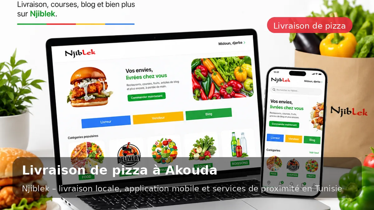 Pizza à Akouda avec Njiblek - service local Njiblek