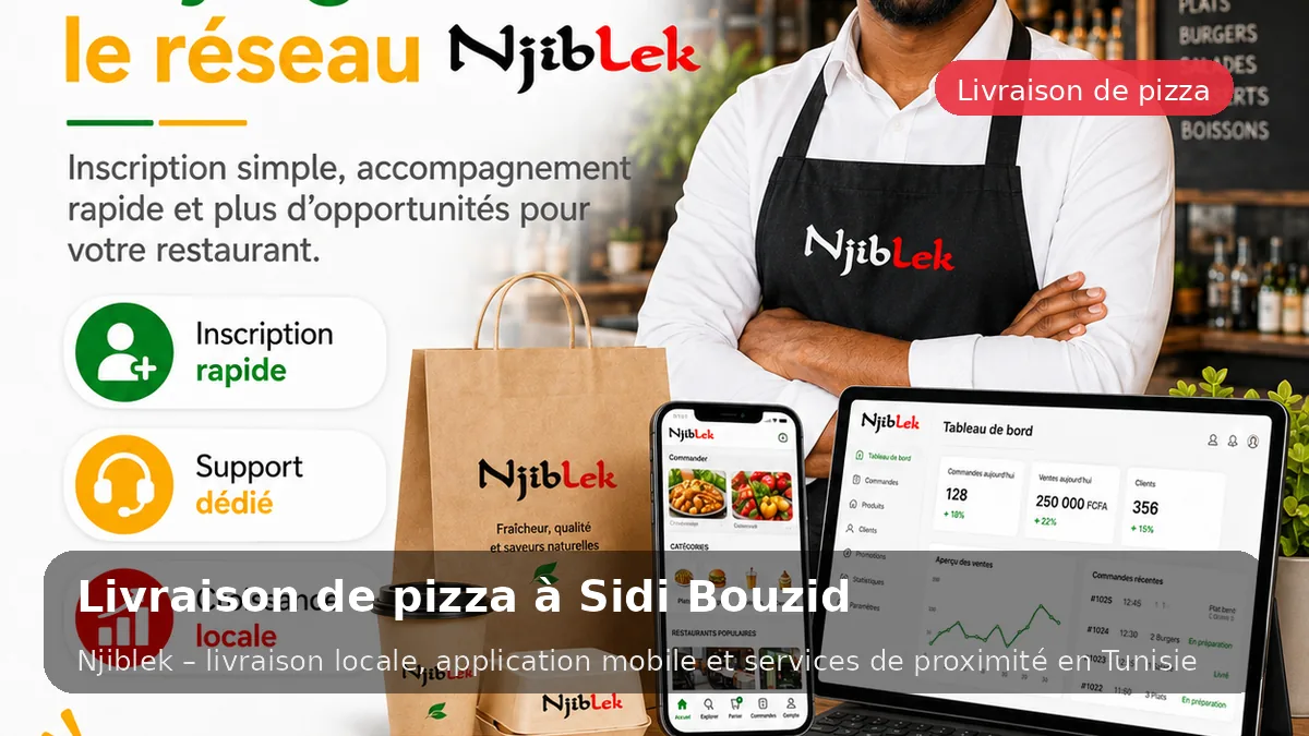 Pizza à Sidi Bouzid avec Njiblek - service local Njiblek