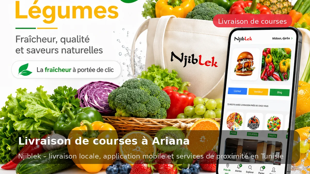 Courses du marché à Ariana avec Njiblek - service local Njiblek