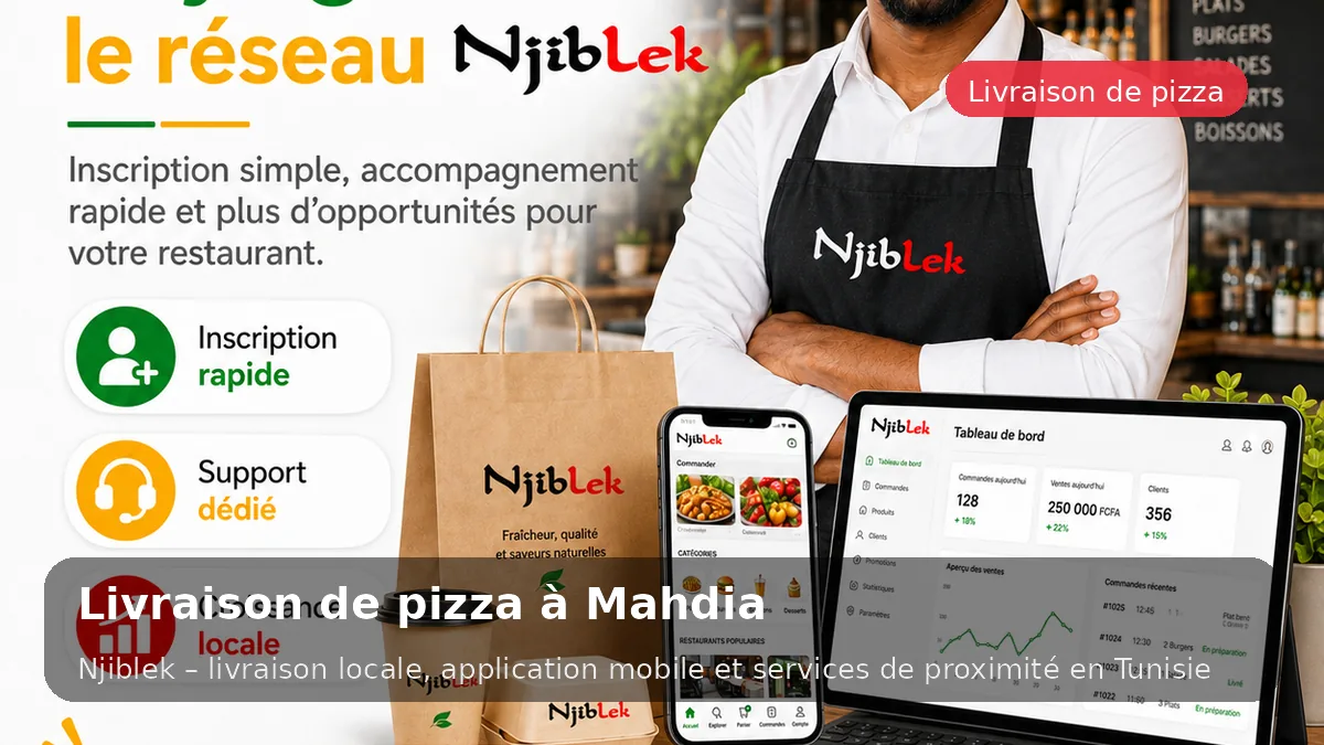 Pizza à Mahdia avec Njiblek - service local Njiblek