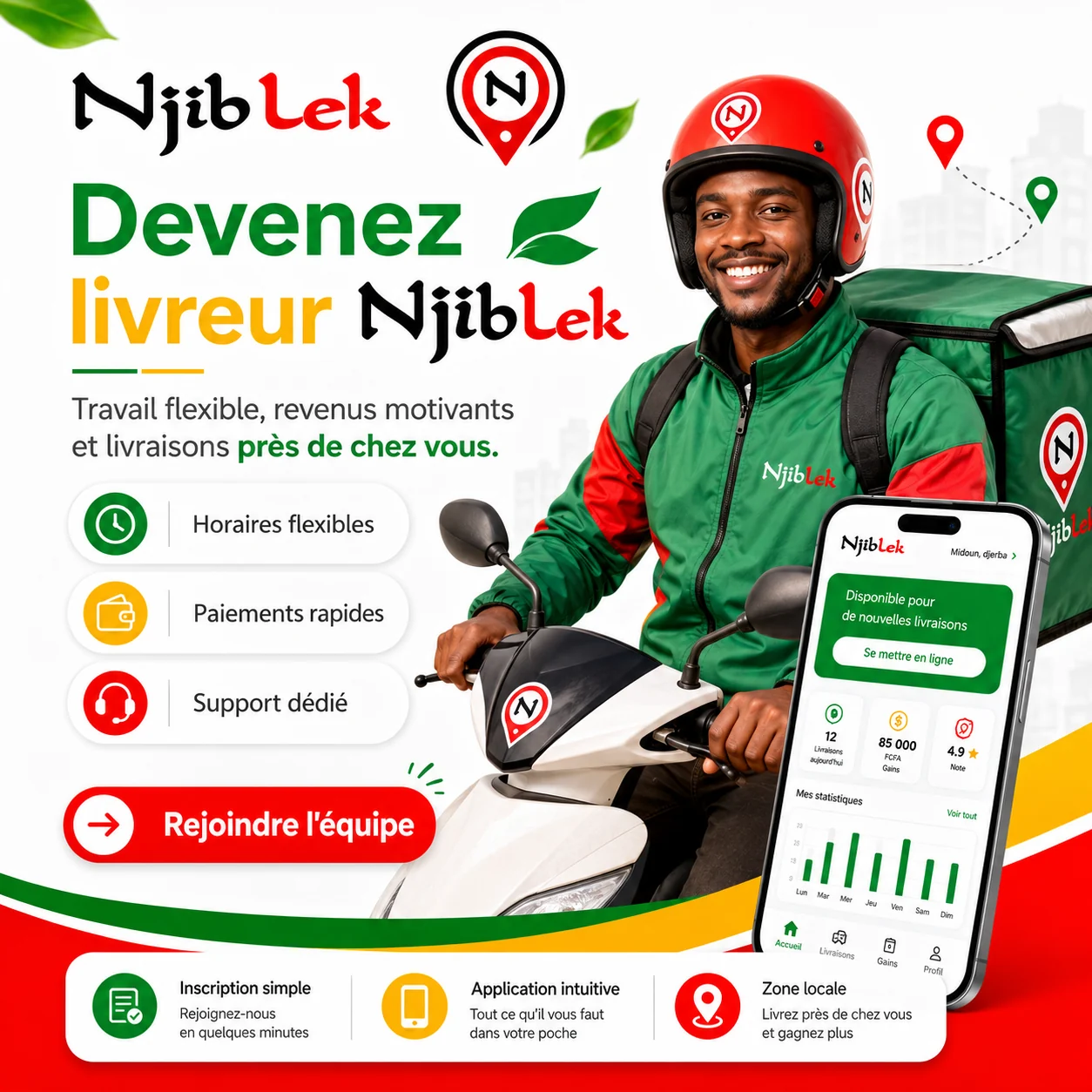 Livreur partenaire Njiblek avec application mobile